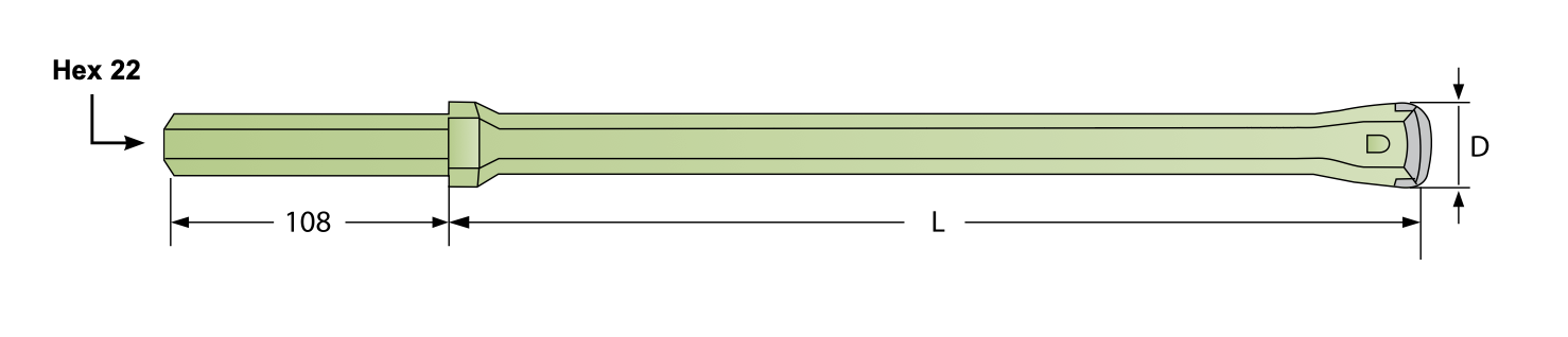 Fleuret monobloc avec emmanchement et outil carbure pour forage hors trou